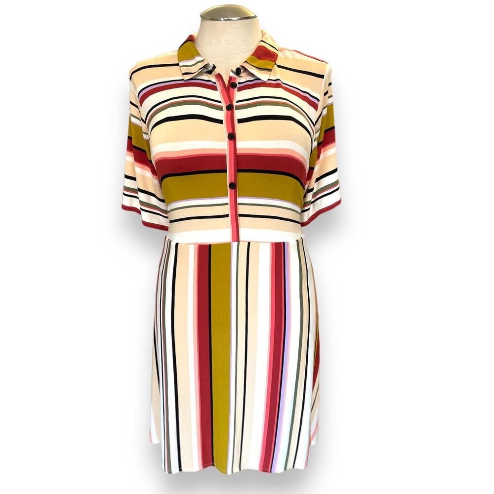 Torrid 5 (5X 28) Super Soft Striped Collared Casual Short Sleeve Skater Dress
